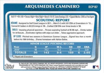 2011 Bowman Chrome - Prospects #BCP187 Arquimedes Caminero Back