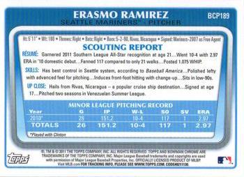 2011 Bowman Chrome - Prospects #BCP189 Erasmo Ramirez Back