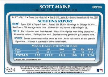 2011 Bowman Chrome - Prospects #BCP206 Scott Maine Back