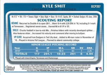 2011 Bowman Chrome - Prospects #BCP207 Kyle Smit Back