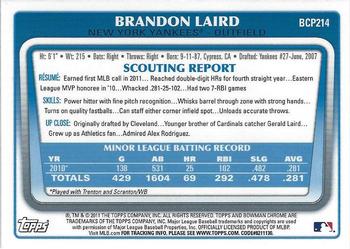 2011 Bowman Chrome - Prospects #BCP214 Brandon Laird Back