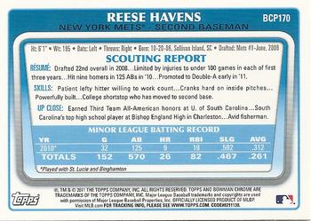 2011 Bowman Chrome - Prospects #BCP170 Reese Havens Back