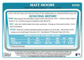 2011 Bowman Chrome - Prospects #BCP220 Matt Moore Back