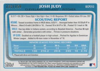 2011 Bowman Chrome - Prospects Blue Refractors #BCP213 Josh Judy Back