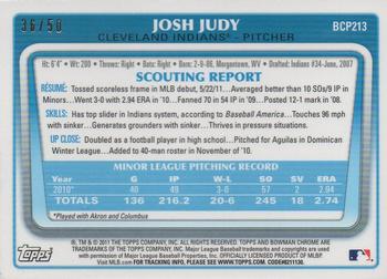 2011 Bowman Chrome - Prospects Gold Refractors #BCP213 Josh Judy Back