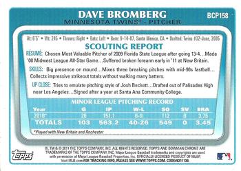 2011 Bowman Chrome - Prospects Green X-Fractors #BCP158 Dave Bromberg Back