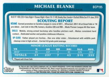 2011 Bowman Chrome - Prospects Green X-Fractors #BCP195 Michael Blanke Back