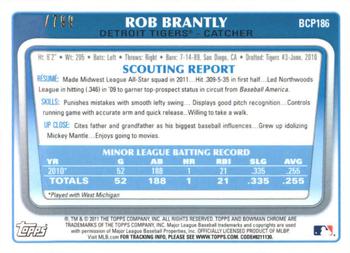 2011 Bowman Chrome - Prospects Purple Refractors #BCP186 Rob Brantly Back