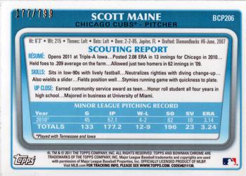 2011 Bowman Chrome - Prospects Purple Refractors #BCP206 Scott Maine Back