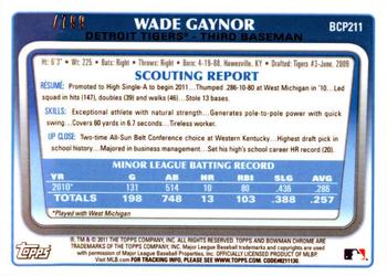 2011 Bowman Chrome - Prospects Purple Refractors #BCP211 Wade Gaynor Back