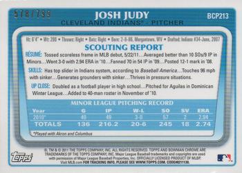 2011 Bowman Chrome - Prospects Purple Refractors #BCP213 Josh Judy Back