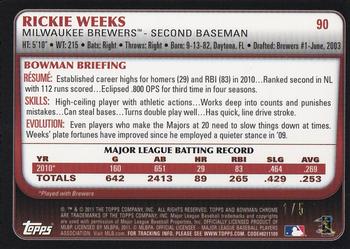2011 Bowman Chrome - Red Refractors #90 Rickie Weeks Back
