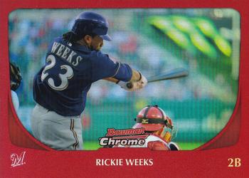 2011 Bowman Chrome - Red Refractors #90 Rickie Weeks Front