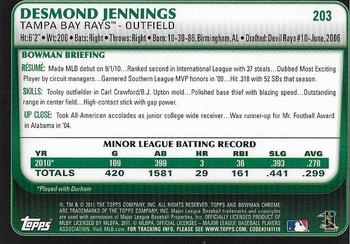 2011 Bowman - Chrome Rookie Autographs #203 Desmond Jennings Back