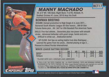 2011 Bowman Chrome - Bowman Chrome Throwbacks #BCT17 Manny Machado Back