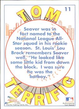1992 Pacific Tom Seaver #11 Tom Seaver Back