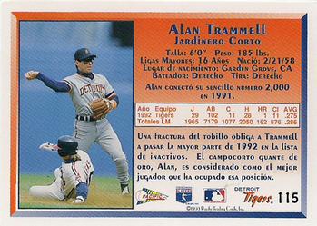 1993 Pacific Spanish #115 Alan Trammell Back