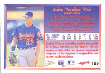 1993 Pacific Spanish #189 John Vander Wal Back