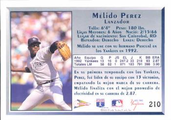 1993 Pacific Spanish #210 Melido Perez Back