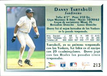1993 Pacific Spanish #213 Danny Tartabull Back