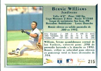 1993 Pacific Spanish #215 Bernie Williams Back
