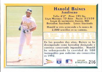 1993 Pacific Spanish #216 Harold Baines Back