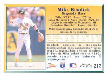 1993 Pacific Spanish #217 Mike Bordick Back