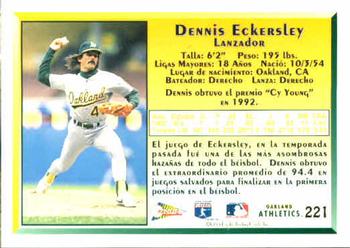 1993 Pacific Spanish #221 Dennis Eckersley Back