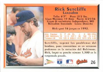 1993 Pacific Spanish #26 Rick Sutcliffe Back