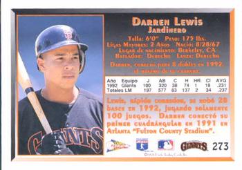 1993 Pacific Spanish #273 Darren Lewis Back