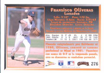 1993 Pacific Spanish #276 Francisco Oliveras Back