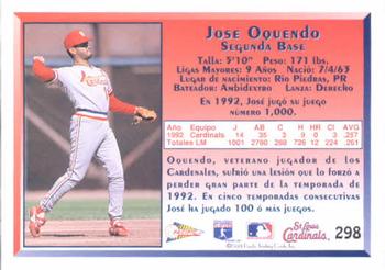 1993 Pacific Spanish #298 Jose Oquendo Back
