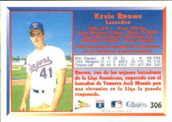 1993 Pacific Spanish #306 Kevin Brown Back