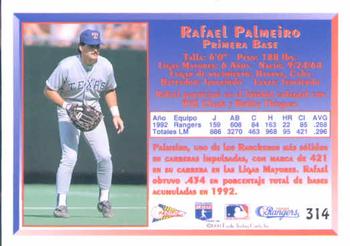 1993 Pacific Spanish #314 Rafael Palmeiro Back