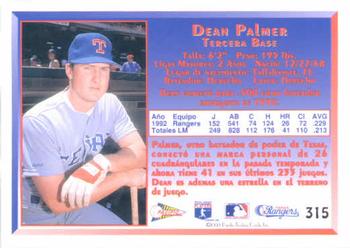 1993 Pacific Spanish #315 Dean Palmer Back