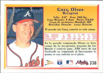 1993 Pacific Spanish #338 Greg Olson Back