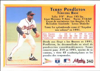 1993 Pacific Spanish #340 Terry Pendleton Back