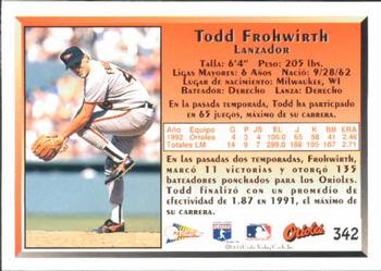 1993 Pacific Spanish #342 Todd Frohwirth Back
