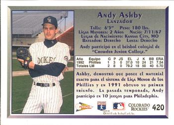 1993 Pacific Spanish #420 Andy Ashby Back