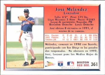 1993 Pacific Spanish #361 Jose Melendez Back