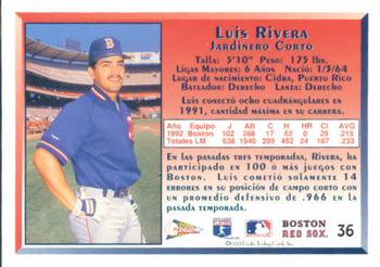 1993 Pacific Spanish #36 Luis Rivera Back