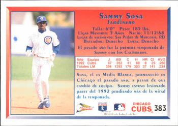 1993 Pacific Spanish #383 Sammy Sosa Back