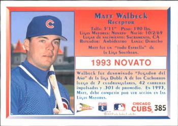 1993 Pacific Spanish #385 Matt Walbeck Back
