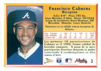 1993 Pacific Spanish #3 Francisco Cabrera Back