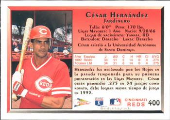 1993 Pacific Spanish #400 Cesar Hernandez Back