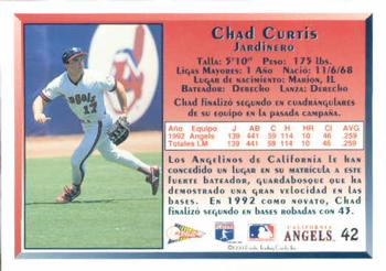 1993 Pacific Spanish #42 Chad Curtis Back