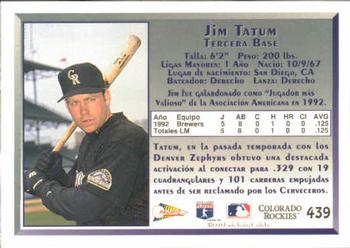 1993 Pacific Spanish #439 Jim Tatum Back