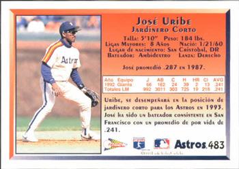 1993 Pacific Spanish #483 Jose Uribe Back