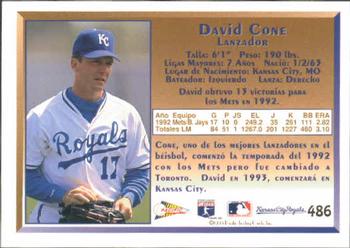 1993 Pacific Spanish #486 David Cone Back