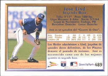 1993 Pacific Spanish #489 Jose Lind Back